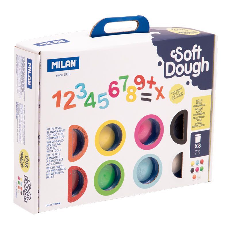Maletín 8 botes 59 g pasta blanda Soft Dough con herramientas 'Números'