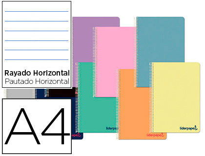 Cuaderno A4 - TAPA PLÁSTICO - Rayado horizontal