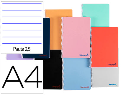 Cuaderno A4 - TAPA PLÁSTICO - Pauta 2,5mm