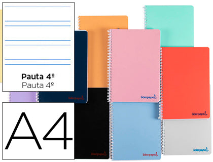 Cuaderno A4 - TAPA PLÁSTICO - Pauta 3,5mm