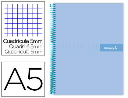Cuaderno microperforado A5 - TAPA DURA - cuadricula 5mm