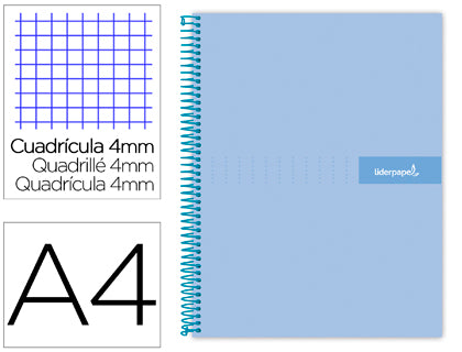 Cuaderno A4 - TAPA DURA - Cuadrícula 4mm