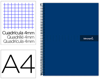 Cuaderno A4 - TAPA DURA - Cuadrícula 4mm