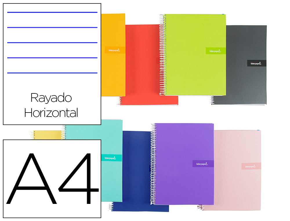 Cuaderno A4- TAPA DURA - Rayado horizontal